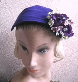 画像3: フラワートリミングの紫ベルベットヘッドドレス