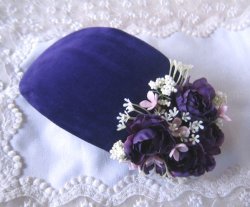 画像4: フラワートリミングの紫ベルベットヘッドドレス