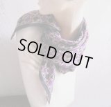 紫×黒×ベージュのシルクスカーフ