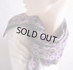 画像2: 紫×黒×ベージュのシルクスカーフ