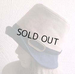 画像2: デッドストックバックルトリミングのベージュ×ネイビークローシェ