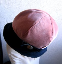 画像5: 20sアールデコモチーフトリミングのサーモンピンク×ブラックのベルベットクローシェ 