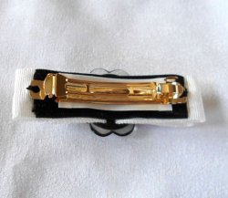 画像4: デッドストックフラワーバックル×ホワイトグログランリボン×トリミングリボンのバレッタ