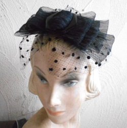 画像7: ワッシャーオーガンジーリボン×ブラックベルベットドットチュール×デッドストックバックルのブラックヘッドドレス