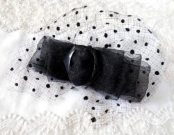 画像3: ワッシャーオーガンジーリボン×ブラックベルベットドットチュール×デッドストックバックルのブラックヘッドドレス