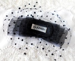 画像5: ワッシャーオーガンジーリボン×ブラックベルベットドットチュール×デッドストックバックルのブラックヘッドドレス